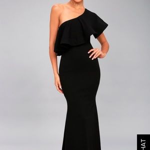 Black one shoulder LuLu dress.